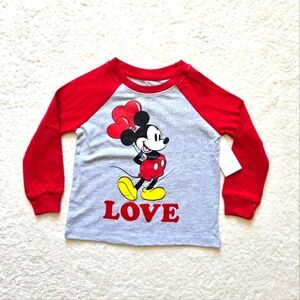 NWT Disney Toddler Boys Gray Mickey Mouse Valentine's LOVE long sleeve top 2t 3t